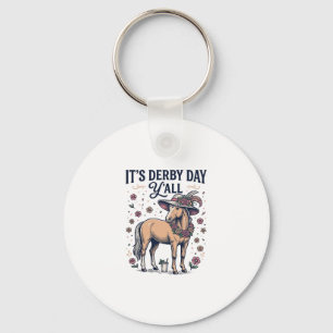 Derby Day Y'all Paard Bloemen Hoed Sleutelhanger