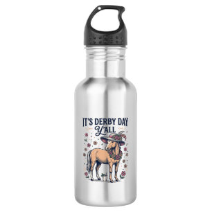 Derby Day Y'all Paard Bloemen Hoed Waterfles