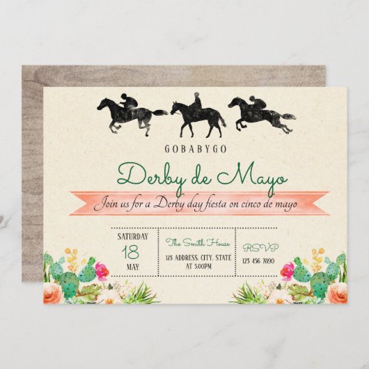 Derby de mayo-uitnodiging kaart (Voorkant / Achterkant)
