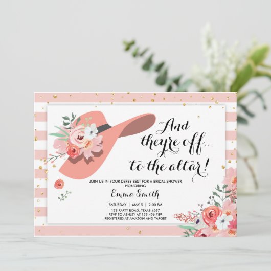 Derby Draag een Pet Horse Roos Gold Vrijgezellenfe Kaart (Staand voorkant)