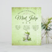 Derby Feest Mint Julep Bar Kar Menu Bord Recept (Staand voorkant)