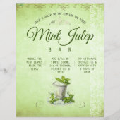 Derby Feest Mint Julep Bar Kar Menu Bord Recept (Voorkant)