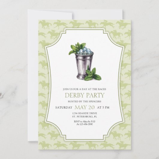 Derby Feest Mint Julep Uitnodiging (Voorkant)