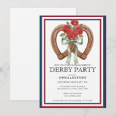 Derby-feest uitnodiging Hoefijzer Bloemstuk Muur K (Voorkant / Achterkant)