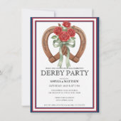 Derby-feest uitnodiging Hoefijzer Bloemstuk Muur K (Voorkant)