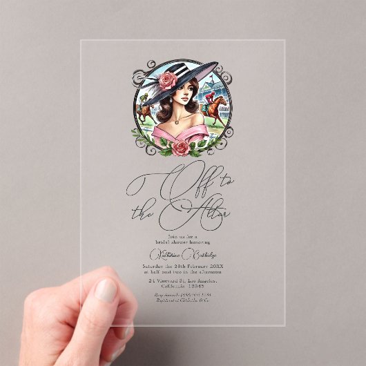 Derby-geïnspireerde "Off to the Altar" Vrijgezelle Acryl Uitnodigingen (Insitu (Draagbaar))