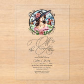 Derby-geïnspireerde "Off to the Altar" Vrijgezelle Acryl Uitnodigingen (Voorkant)