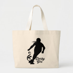 Derby Girl Silhouette, Roller Derby Skating Grote Tote Bag