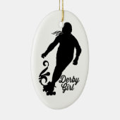 Derby Girl Silhouette, Roller Derby Skating Keramisch Ornament (Rechts)