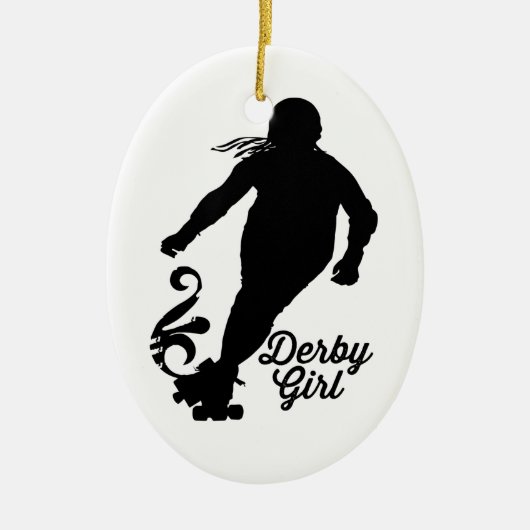 Derby Girl Silhouette, Roller Derby Skating Keramisch Ornament (Voorkant)