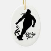 Derby Girl Silhouette, Roller Derby Skating Keramisch Ornament (Achterkant)