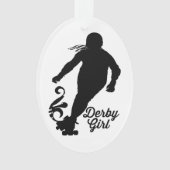 Derby Girl Silhouette, Roller Derby Skating Ornament (voorkant)
