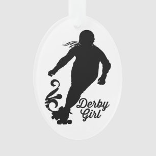 Derby Girl Silhouette, Roller Derby Skating Ornament