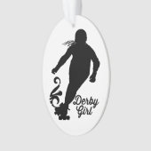 Derby Girl Silhouette, Roller Derby Skating Ornament (voorkant)