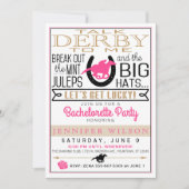 Derby Girly/Bachelorette Party Roze/Zwart/Goud Kaart (Voorkant)