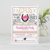 Derby Girly/Bachelorette Party Roze/Zwart/Goud Kaart (Staand voorkant)