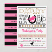 Derby Girly/Bachelorette Party Roze/Zwart/Goud Kaart (Voorkant / Achterkant)