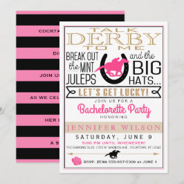Derby Girly/Bachelorette Party Roze/Zwart/Goud Kaart
