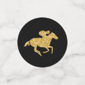 Derby Gold Racehorse en Jockey op zwart Confetti (Kleine voorkant)