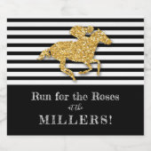 Derby Gold Racehorse op Black Stripes Sparkling Wijnetiket (Enkel label)