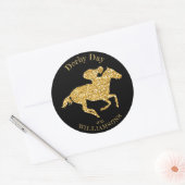Derby Gold Racehorse op zwart Ronde Sticker (Envelop)