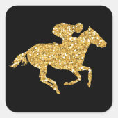 Derby Gold Racehorse op zwart Vierkante Sticker (Voorkant)