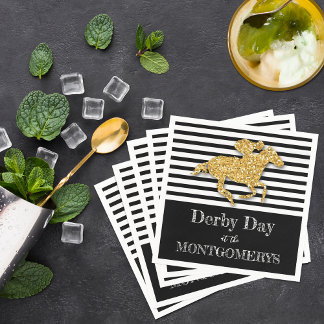 Derby Gold Racehorse Zwart-witte strepen Servet