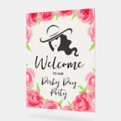 Derby Hat Lady Silhouette and Roses Welcome Acryl Bord (Hoek)