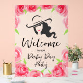 Derby Hat Lady Silhouette and Roses Welcome Acryl Bord (Huwelijk)