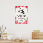 Derby Hoed Dames Silhouet en Rozen Welkom Poster (Keuken)