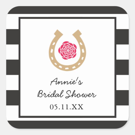 Derby Hoefijzer Vrijgezellenfeest Gepersonaliseerd Vierkante Sticker (Voorkant)