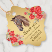 Derby horse equestrian party elegant bruin paard bedankjes labels (Voorkant)