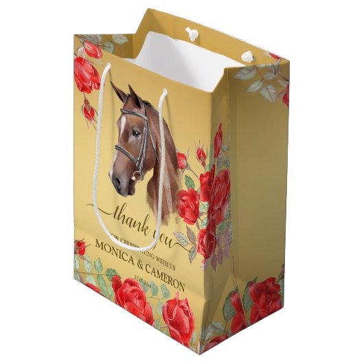 Derby horse equestrian party elegant bruin paard medium cadeauzakje (Voorkant Gekanteld)