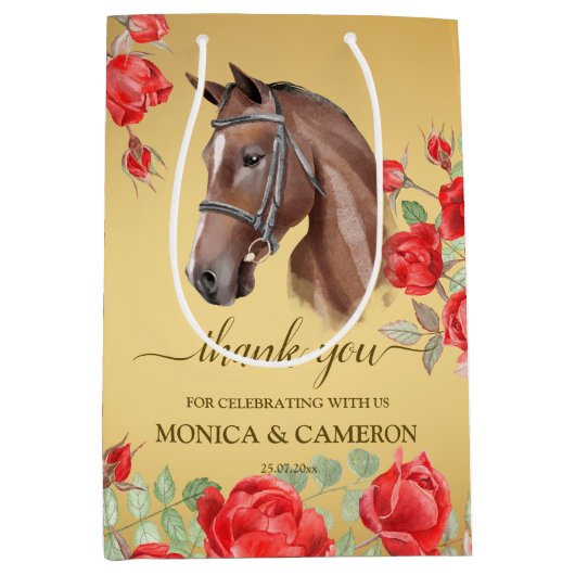 Derby horse equestrian party elegant bruin paard medium cadeauzakje (Voorkant)