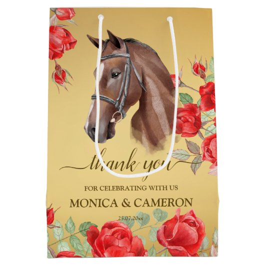 Derby horse equestrian party elegant bruin paard medium cadeauzakje (Achterkant)