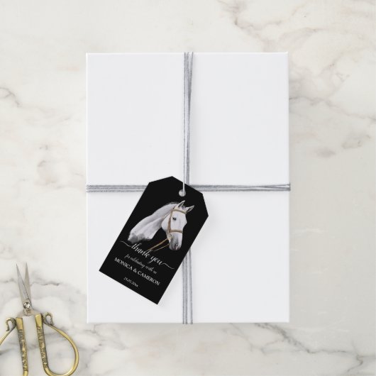 Derby horse equestrian party elegant white horse cadeaulabel (Met Touw)