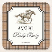 Derby horse racing elegant gingham party gifts kartonnen onderzetters (Voorkant)