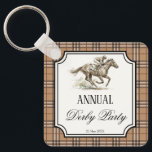 Derby horse racing elegant gingham party gifts sleutelhanger<br><div class="desc">Derby horse racing party personalized napkins elegant brown gingham derby party gifts personalized keychain,  retro derby party favors personalized keychain,  equestrian party personalized practical favors,  derby party personalized party  supplies derby party gifts derby party favors</div>