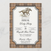 Derby horse racing party elegant gingham kaart (Voorkant)