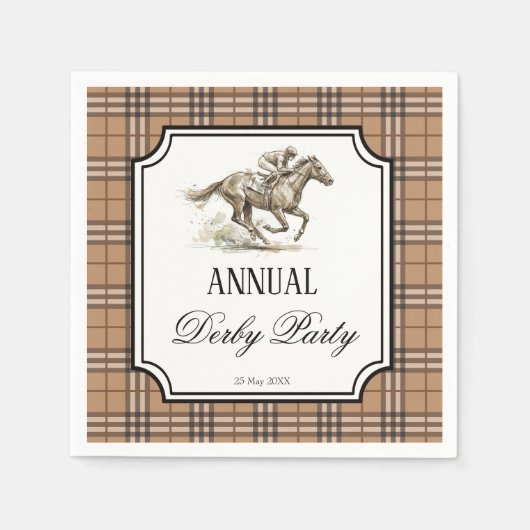 Derby horse racing party elegant gingham servet (Voorkant)