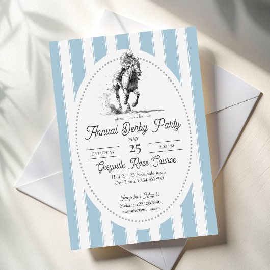 Derby horse racing party elegant stripes kaart