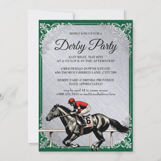  Derby Horse Racing Party Invitation 2026 Kaart (Voorkant)
