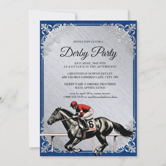 Derby Horse Racing Party Invitation 2026 Kaart (Voorkant)