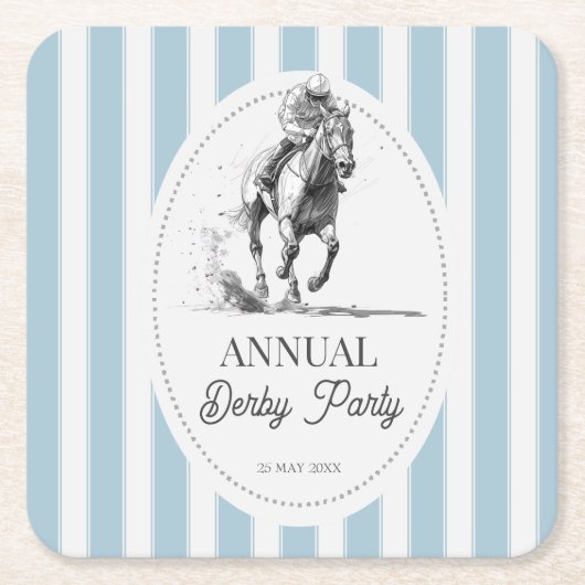 Derby horse racing party retro stripes monogrammed kartonnen onderzetters (Voorkant)