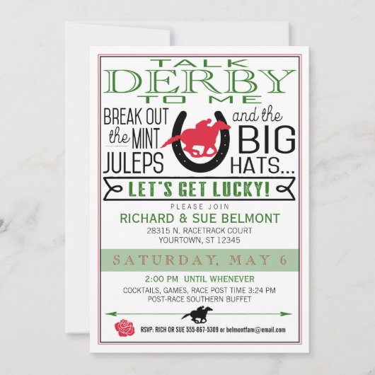 Derby Horse Racing Party Zwart/Rood/DK Kelly Kaart (Voorkant)