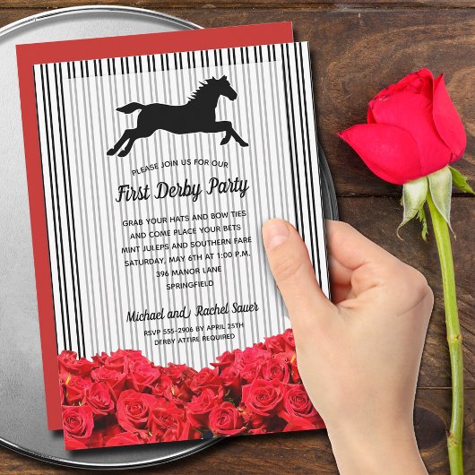 Derby Horse Racing Red Roses Kaart