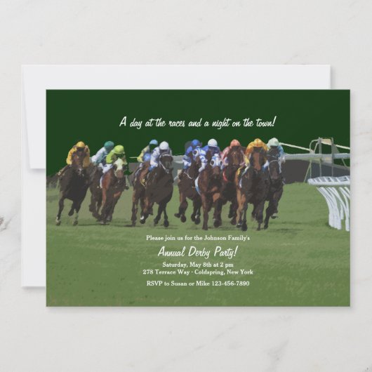 Derby Inspiration Horse Racing Invitation Kaart (Voorkant)