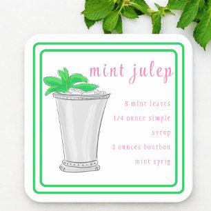 Derby Mint Julep Bar Recept Preppy Border Kartonnen Onderzetters