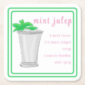 Derby Mint Julep Bar Recept Preppy Border Kartonnen Onderzetters (Voorkant)