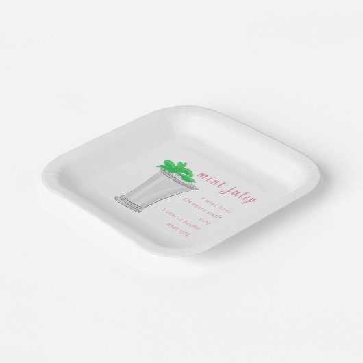 Derby Mint Julep Bar Recept Preppy Papieren Bordje (Gebogen)